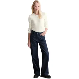 Marc O'Polo Weite Jeans MARC O'POLO DENIM "aus Bio-Baumwolle ohne Stretch", Damen, Gr. 29, Länge 30, blau (dunkelblau), Obermaterial: 100% Baumwolle, unifarben, normal, Jeans