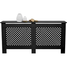 ECD Germany Heizkörperverkleidung MDF Wabenmuster 152x19x82 cm Schwarz