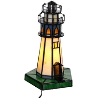 BIRENDY Tischlampe im Mosaik Style Leuchtturm Tiff130, Tischlampe Motiv