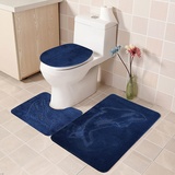 Badezimmerteppich Schwarz Blau Waschbare ToiletteTrendy Stoff Blau Rot (Multicolor, One Size)