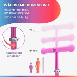 fun pro ONE Deluxe Kinder Roller – 3 Räder, 3-6 Jahre, Klappbar & Höhenverstellbar, LED-Räder, Schwerkraftlenkung, bis 50 kg, Scooter Kinder, ... - Rosa