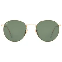 Ray Ban Round Flat Lenses RB3447N 001 53-21 shiny gold/classic green