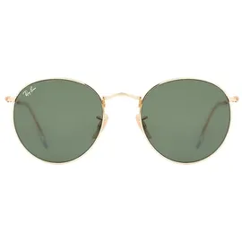 Ray Ban Round Flat Lenses RB3447N 001 53-21 shiny gold/classic green