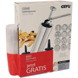 GEFU Gebäckpresse GEFU "COOKIE", silber, B:6cm L:21,5cm T:6cm Ø:5cm, Aluminium, Kunststoff, Gebäckpressen, vielseitig, präzise Dekoration, robust und langlebig