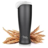 MILU Weizenbierglas Edelstahl isoliert | Bierglas mit Deckel | Thermobecher | Bierkrug Geschenk für Männer, Papa | hält 7 Stunden kalt | Spülmaschinenfest (500ml, Schwarz)