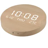 SPORTARC Digitale Wanduhr, geräuschlose LED-Digital-Wanduhr, Holzrahmen, digitale Wanduhr, mit großem Bildschirm, leiser Betrieb für Schlafzimmer und Wohnzimmer (B)