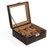 FRIEDRICH23 Uhrenbox Bond für 6 Uhren mit Glasdeckel Braun