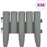 vidaXL Rasenkanten 36 Stk. Grau 10 m Pp