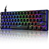 UK Layout 60% Mechanische Gaming-Tastatur Typ C verkabelt 61 Tasten LED-beleuchtete USB-wasserdichte Tastatur 14 Chroma RGB-Hintergrundbeleuchtung Anti-Ghosting-Tasten für Computer/PC/ Lapto /MAC