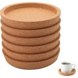 Korkuntersetzer Rund mit Rand - Kork Untersetzer Absorbierende HitzebestäNdige Runde Kork Untersetzer für die Meisten Tassen in Dem BüRo oder zu Hause (6pcs)