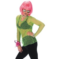 Metamorph Kostüm Netzhemd neon-grün, Netzshirt im trashigen 80er Jahre Neon-Look grün