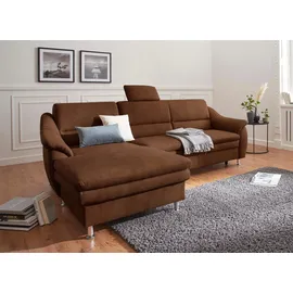 sit&more Ecksofa SIT & MORE "Cardoso L-Form", braun (cognac), B:264cm H:90cm T:162cm, Luxus-Microfaser 2 (100% Polyester);Luxus-Microfaser ALTARA NUBUCK (100% Polyester);Luxus-Microfaser 1 (100% Polyester), Sofas, Ecksofa, mit Federkern, wahlweise mit Bettfunktion