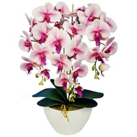 Kunstblume Orchidee, damich, Höhe 60 cm, Künstliche Orchidee im Blumentopf rosa|weiß