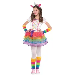 Einhorn Regenbogen Mädchen Kostüm - Kinder-8-10-Jahre