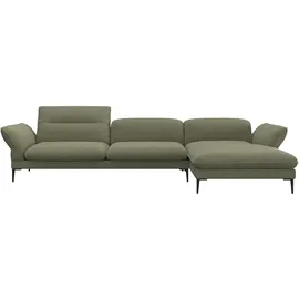 flexlux Ecksofa FLEXLUX "Salino, Funktionssofa mit Recamiere, Relaxsofa, Ecksofa", grün (moss), B:340cm H:88cm T:182cm, 100% Polyester, Sofas, Ecksofa, Sofa mit Arm- und Kopfteil-Verstellungen, Kaltschaum & Stahl-Wellen