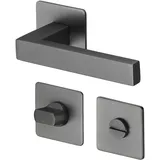 Meintürgriff Drückergarnitur Trento Flachrosette Samtgrau Türdrücker Eckig BB