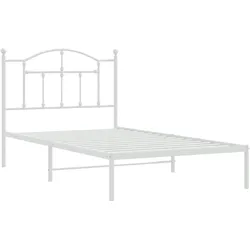 vidaXL Bettgestell mit Kopfteil Metall Weiß 100x190 cm