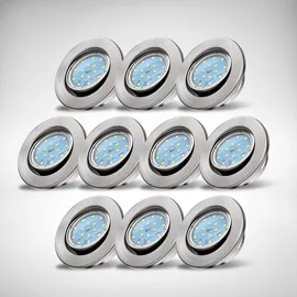 B.K.Licht Einbaustrahler 10er Set (68mm) schwenkbar Matt-Nickel
