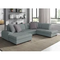 Wohnlandschaft SIT & MORE "Luxor U-Form", blau (aqua), B:329cm H:82cm T:224cm, Luxus-Microfaser ALTARA NUBUCK (100% Polyester);Soft clean (98% Polyester, 2% Polyamid);Struktur fein (100% Polyester), Sofas, Wohnlandschaft, wahlweise mit Bettfunktion, Bettkasten und Kopfteilverstellung