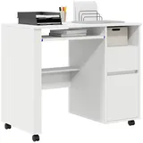 vidaXL Moderner Weißer Computertisch Mit Schubladen Weiß MDF Spanplatte Standard