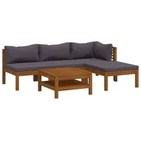 vidaXL Garten-Lounge-Set 5-tlg. grau Akazie