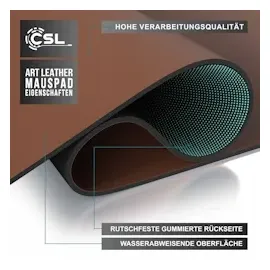 CSL Mauspad Schreibtischunterlage XXL Format Elegante Leder Optik / 900 x 400 mm Mousepad