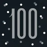 Unique 16 Servietten schwarz - Zahl 100