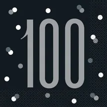 Unique 16 Servietten schwarz - Zahl 100