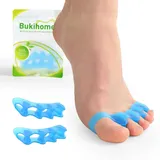 Bukihome Zehenspreizer, 4 Paar weiche Gel-Zehenspreizer zur Korrektur von Ballenzehen, Zehenspreizer zur therapeutischen Linderung von Plantarfasziitis, Fußschmerzen für Frauen und Männer,Blau + S