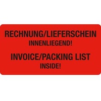 Eichner 250 EICHNER Warnetiketten rot »Rechnung/Lieferschein innenliegend!« 100,0 x