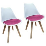 Hti-Living HTI-Living, Stühle, Esszimmerstuhl Samt 2er Set Atlanta Weiss/Pink