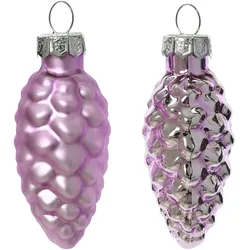12 Christbaumschmuck Zapfen Glas 6cm Glaszapfen matt & glänzend Christbaumkugeln Weihnachtsbaumkugeln Christbaumschmuck Weihnachtsbaumschmuck Helllila