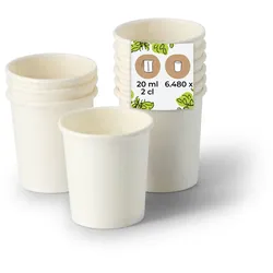 BIOZOYG Schnapsbecher aus Papier 6480 Stück 20 ml weiß - Pappbecher Beschichtet Party Zubehör Einwegbecher Messen, Events, Verkostung