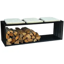 DanDiBo Ambiente DanDiBo Kaminholzregal Innen Metall Schwarz Kaminholzständer 96430 150 cm Holzkorb Kaminholzhalter Brennholzregal