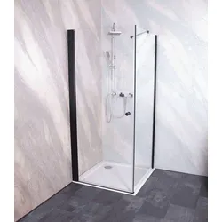 Duschwand SANOTECHNIK "Sanoflex Black YOUNG", schwarz, B:65cm H:195cm, Duschwände, Glas