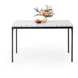 HOMYLIN Esstisch, 120 cm, Marmor-Weiß, Tisch-Effekt, Küchentisch, rechteckiger Schreibtisch für Konferenzraum, Küche, Restaurant, Apartment, Weiß
