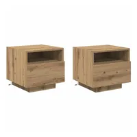 VidaXL Nachttische mit LED-Leuchten 2 Stk. Artisan Eiche 40x39x37