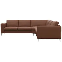 FLEXLUX Ecksofa »Fiore, gleichschenklig, super Sitzkomfort durch Kaltschaum im Sitz«, breite Armlehnen, Füße Alu braun