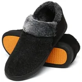 Mishansha Warme Hausschuhe Herren Winter Pantoffeln Herren Hausschuh Männer Memory Foam Slippers Geschlossen Fell Hauspantoffeln Rauchiges Schwarz,Gr.48 - 48 EU