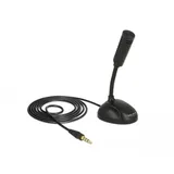 DeLock Kondensator Mikrofon Omnidirektional für Smartphone / Tablet mit Schwanenhals 3,5 mm 4 Pin Klinkenstecker + 3,5 mm Klinkenbuchse, 1,7m Kabellänge, ideal für Skypen, Chatten, Aufnahmen, 65872