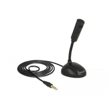 DeLock Kondensator Mikrofon Omnidirektional für Smartphone / Tablet mit Schwanenhals 3,5 mm 4 Pin Klinkenstecker + 3,5 mm Klinkenbuchse, 1,7m Kabellänge, ideal für Skypen, Chatten, Aufnahmen, 65872