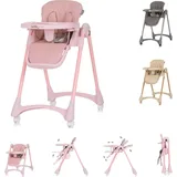Chipolino Kinderhochstuhl Candy Shop, 4 Räder, verstellbar, Fußstütze, faltbar rosa