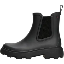 Tommy Hilfiger Damen Gummistiefel Rubber Rainboot mit Blockabsatz, Schwarz (Black), 37