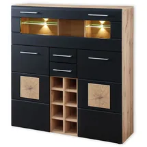Innostyle Highboard Sonate 120 x 128 x 37 cm Schwarz