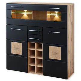 Innostyle Highboard Sonate 120 x 128 x 37 cm Schwarz