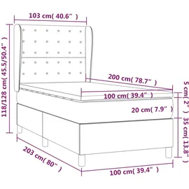 vidaXL Boxspringbett 100 x 200 cm Dunkelgrau