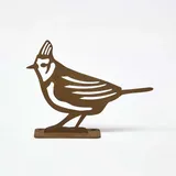 Homescapes Zaun-figur Haubenmeise, Gartendeko Rost-figur Zum Anschrauben, Vogel-deko Edelrost 13 Cm Hoch, Gartendeko Metall
