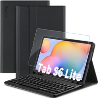 EasyAcc Tastatur Hülle Kompatibel mit Samsung Galaxy Tab S6 Lite 10,4 Zoll 2024/2022/2020 SM-P610N P615N, Wiederaufladbare Bluetooth Funktastatur mit Schutzhülle, QWERTZ DE Layout, Schwarz