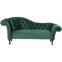 Beliani Chaiselongue Samtstoff dunkelgrün linksseitig LATTES