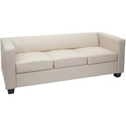 3er Sofa Lille, Kunstleder ~ creme